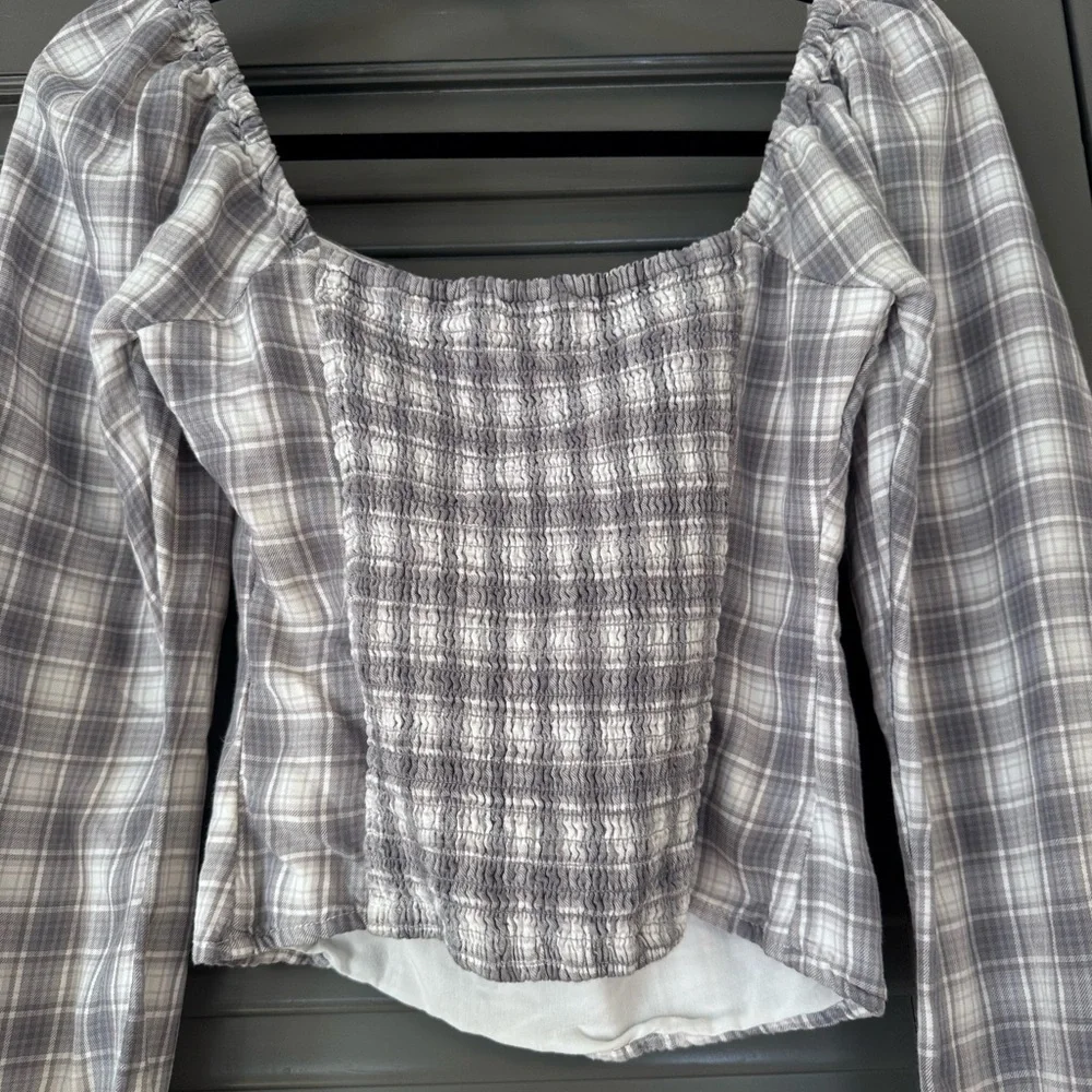 Abercrombie & Fitch Plaid Long Sleeve Top